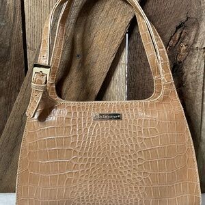 Tan Crocodile-Embossed Women's Bag